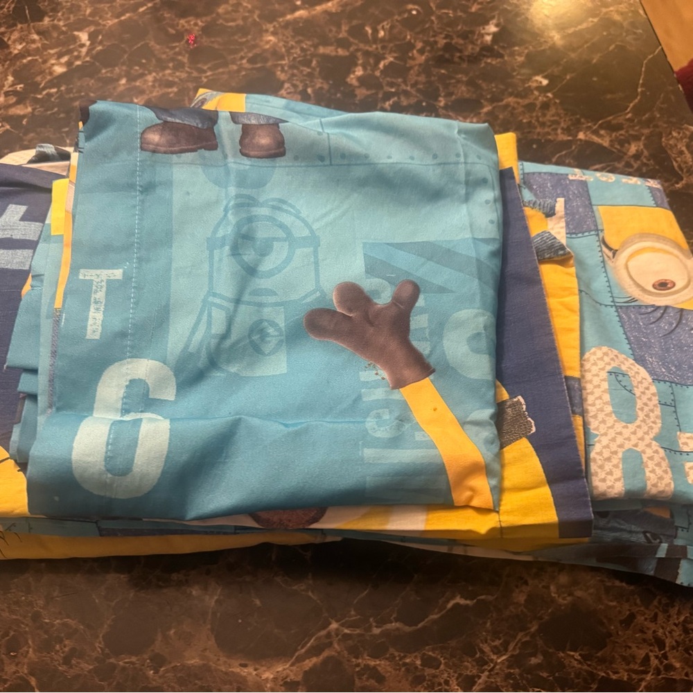 Blue and Yellow Cartoon Character Bedding Set